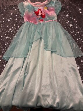 Disney Little Mermaid Aqua and Pink Nightgown Pajama Dress